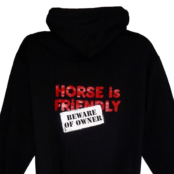 Horse Is Friendly Hoodie Black With Red Print
