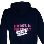 Horse Is Friendly Hoodie Navy With Pink Print Back