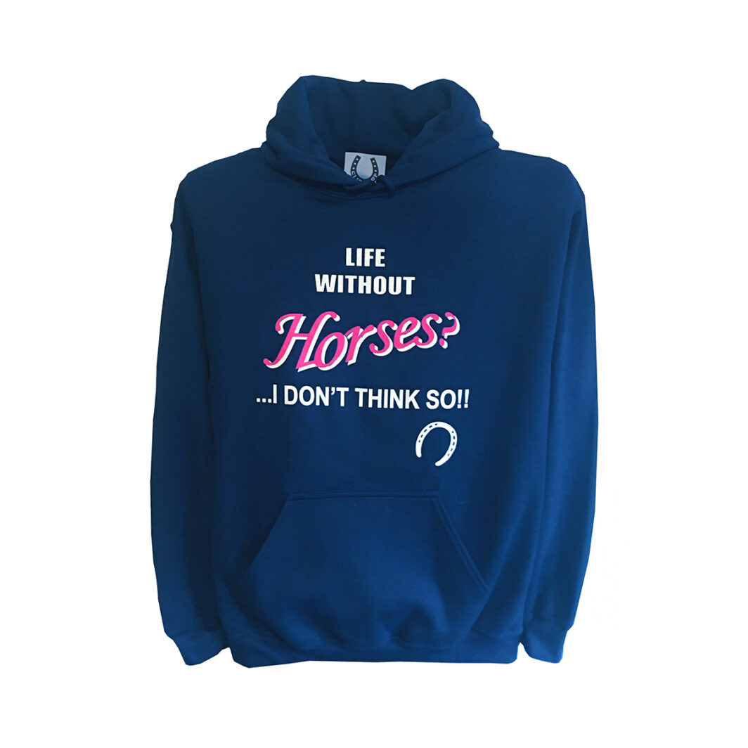 Life Without Horses Hoodie Navy Front 2023