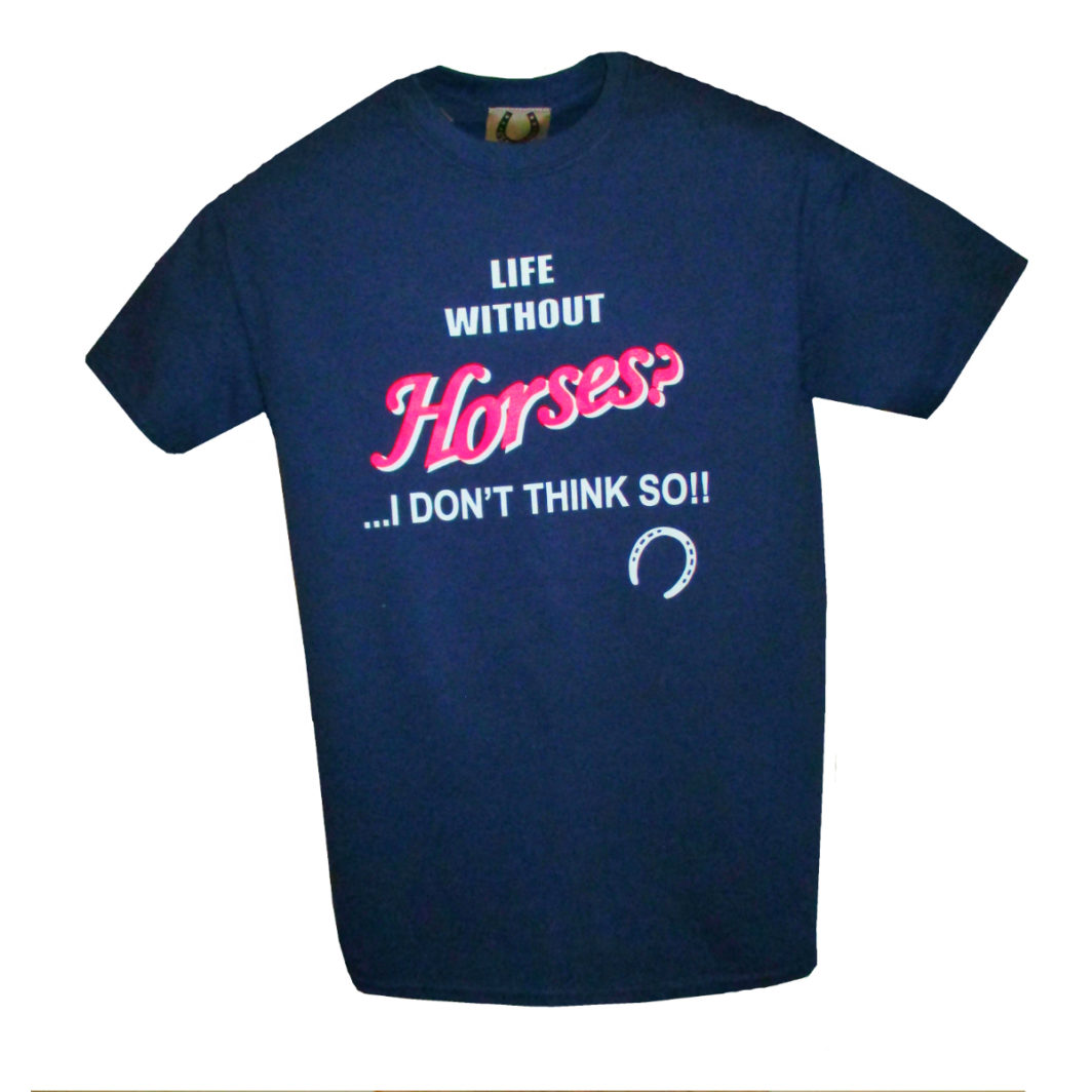 Life Without Horses T-Shirt Navy Front