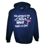 Cats And Wine Kind Of Day Hoodie Navy