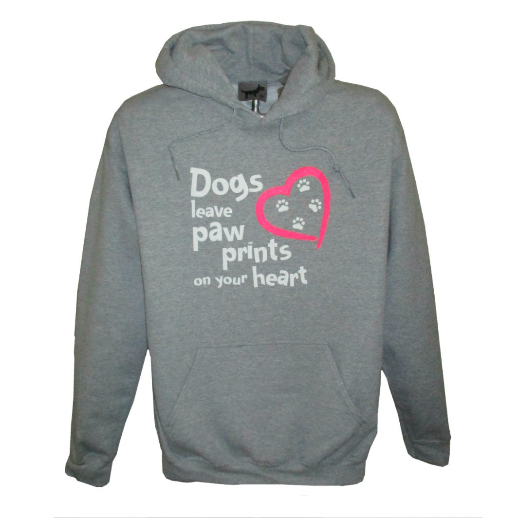 Dogs Leave Pawprints On Your Heart Hoodie Grey