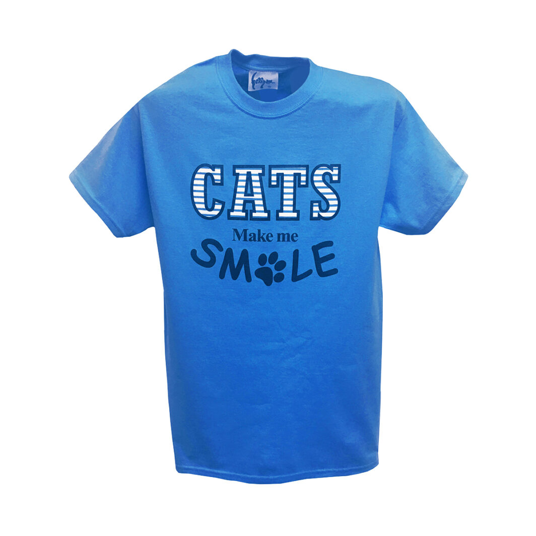 Cats Make Me Smile T-Shirt Blue