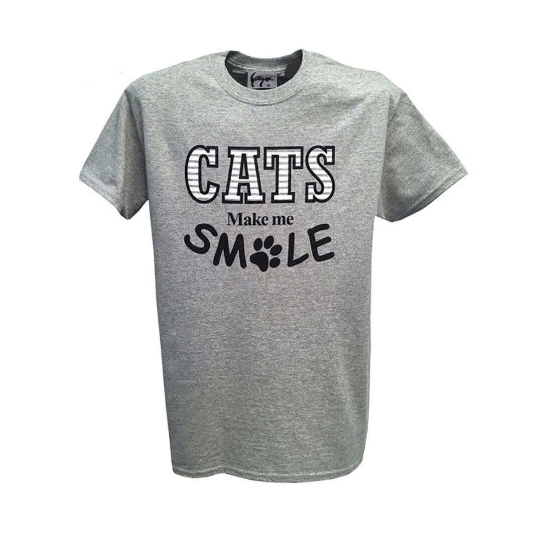 Cats Make Me Smile T-Shirt Grey