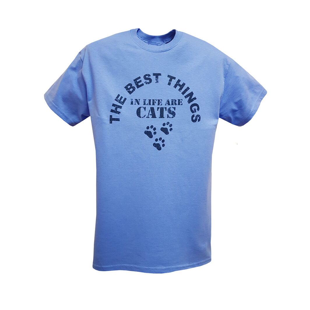 Best Things In Life Are Cats T-Shirt Carolina Blue