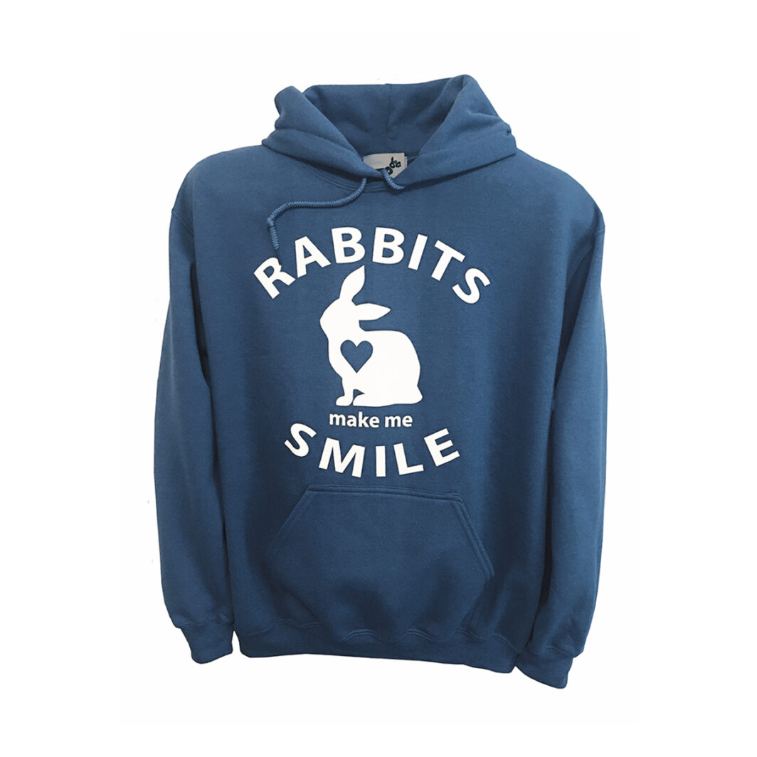 Rabbits Make Me Smile Hoodie Indigo