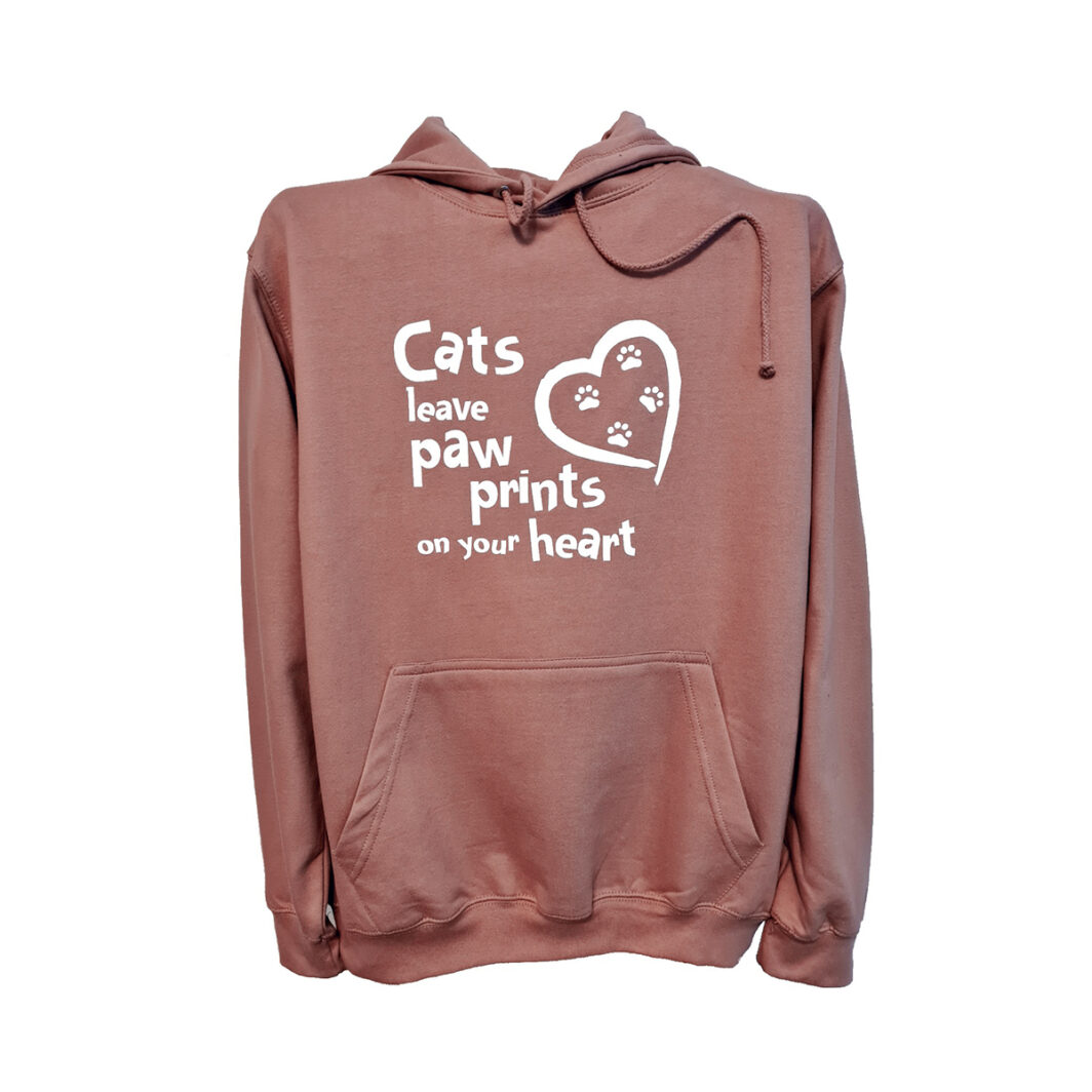Cats Leave Pawprints Hoodie Dusky Pink