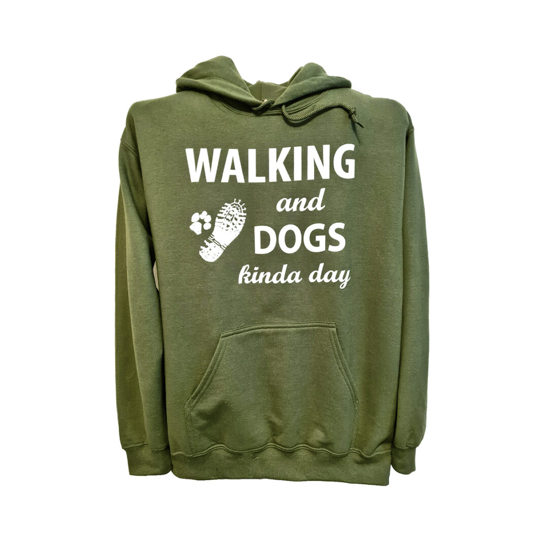 Walking And Dogs Hoodie Military Green