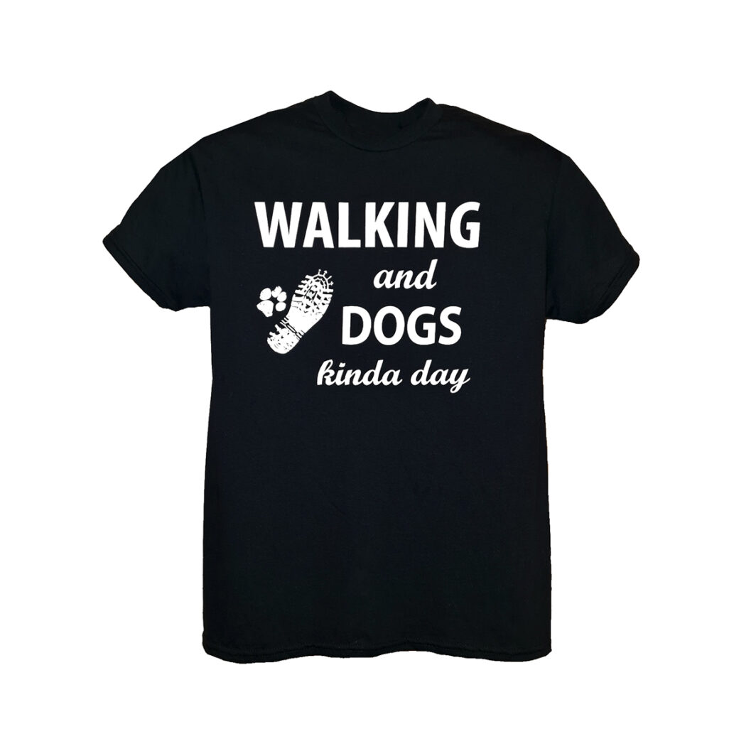 Walking And Dogs T-Shirt Black Front
