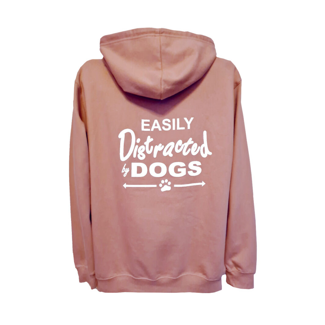 Easily Distracted By Dogs Zip Hoodie Dusky Pink