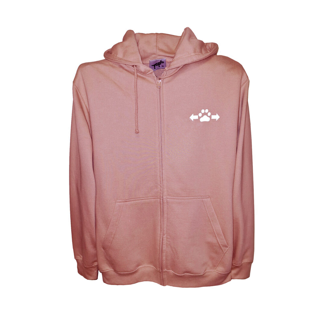 Easily Distracted By Dogs Zip Hoodie Dusky Pink Front