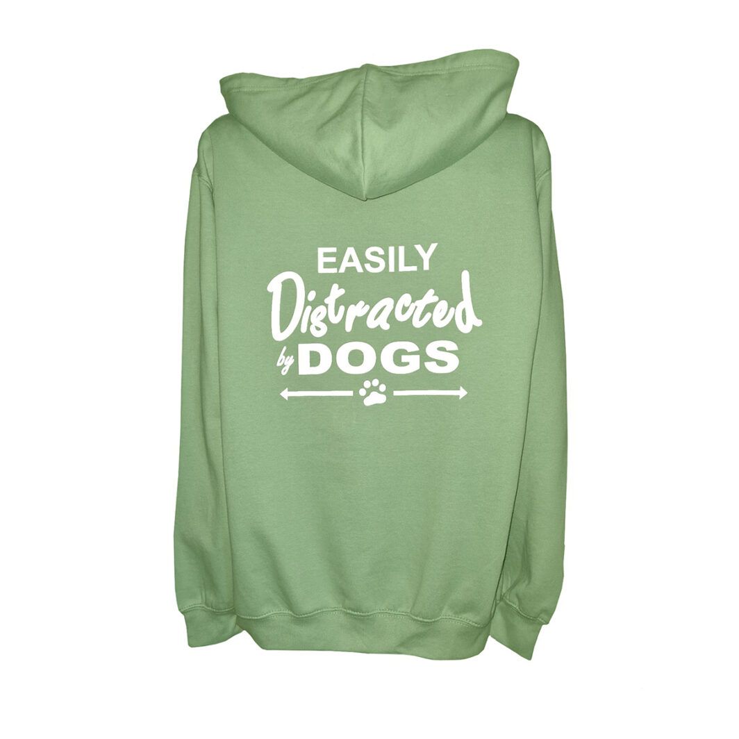 Easily Distracted By Dogs Zip Hoodie Green