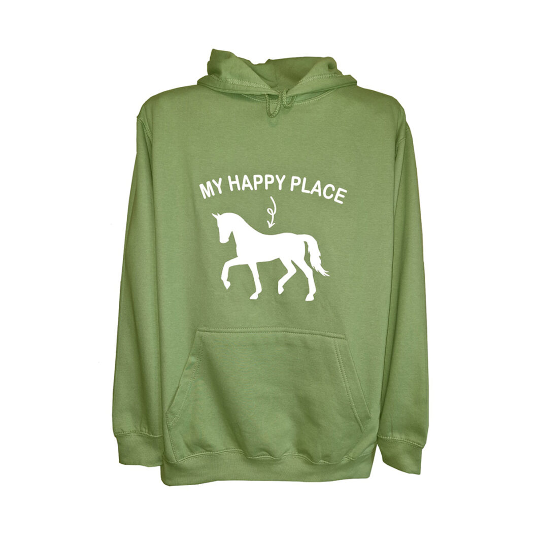 My Happy Place Horse Hoodie Green