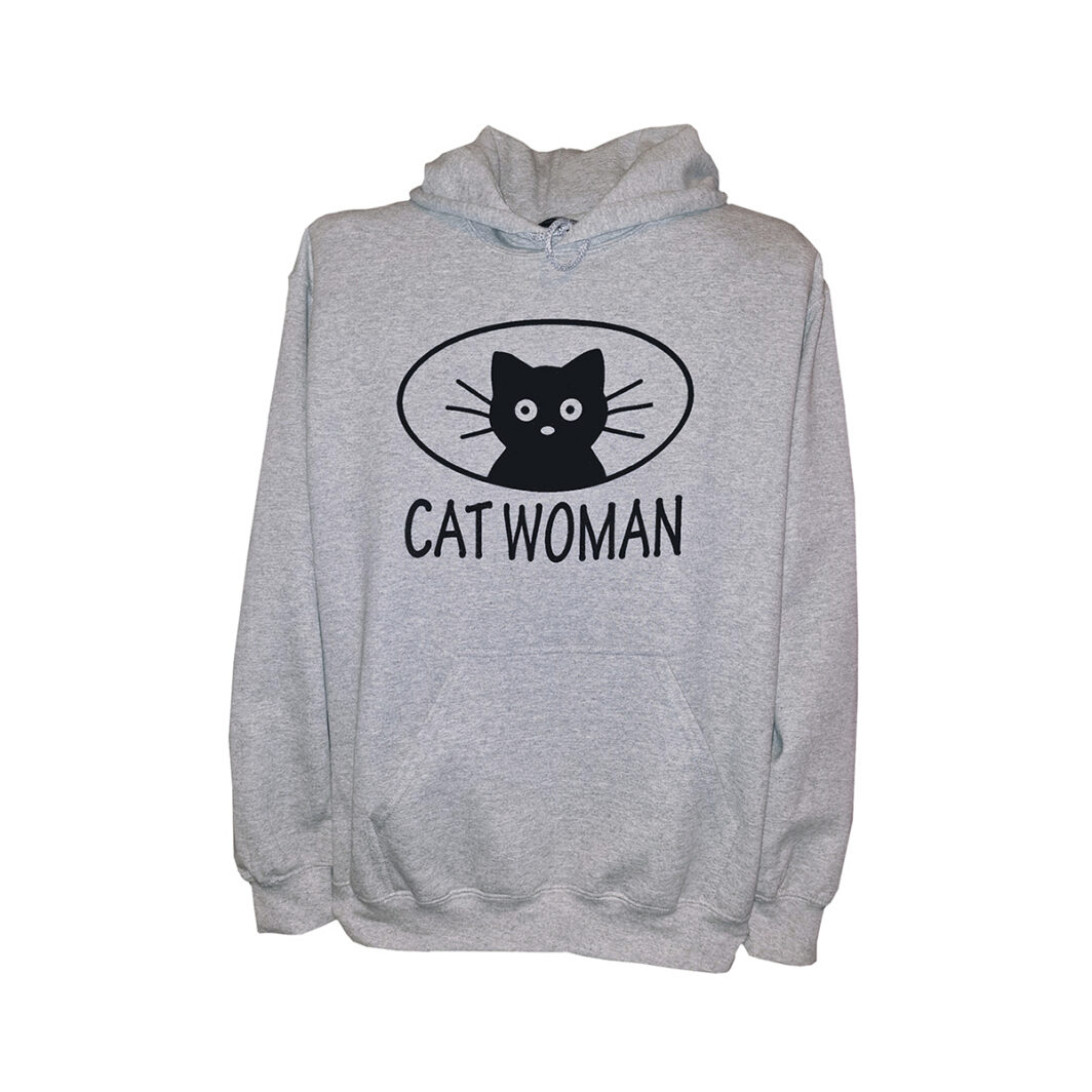 Cat Woman Hoodie Grey Front