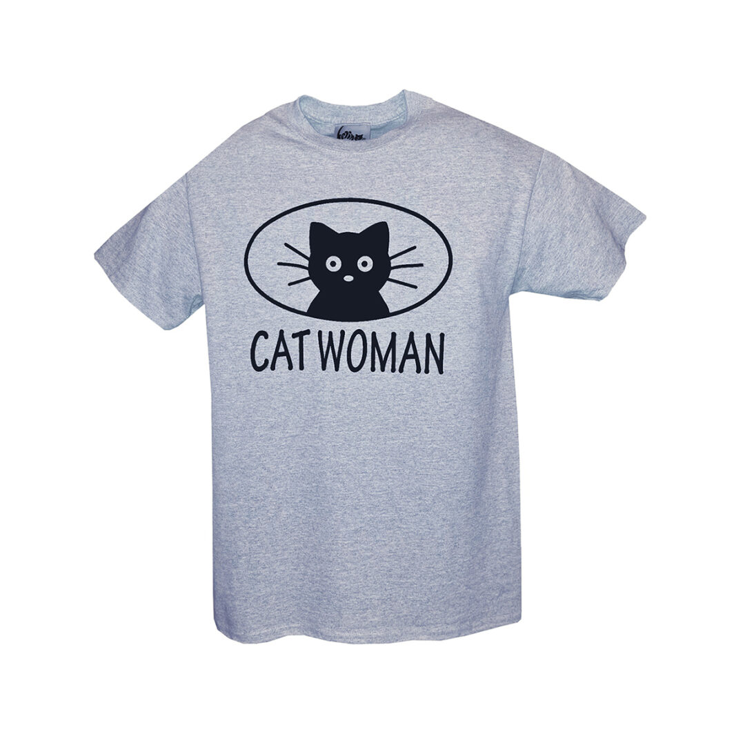 Cat Woman T-Shirt Grey Front 01